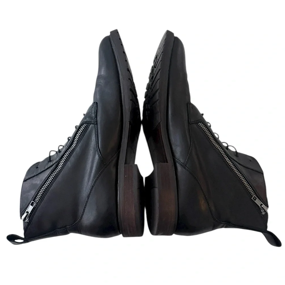 Aston Grey Marambio Black Leather Boots Sz 12